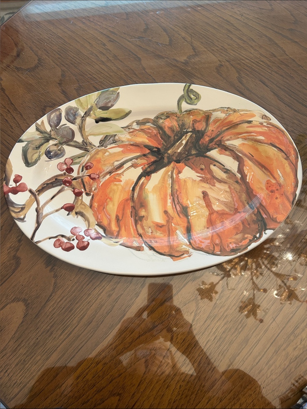Pottery Barn 18 inch Pumpkin Orange Platter- Oval - Fall- Halloween